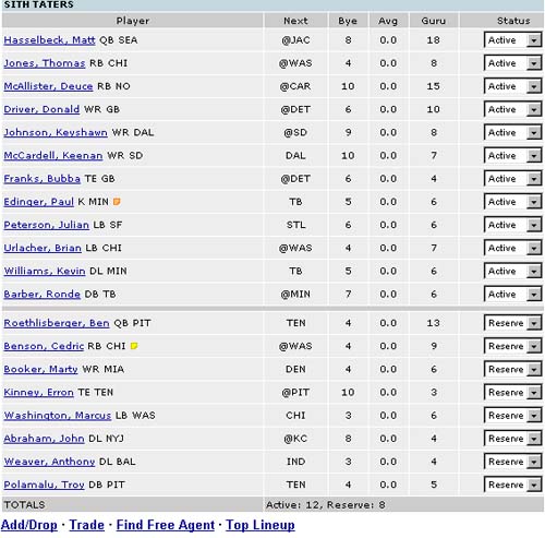 Line-up Screen Cap